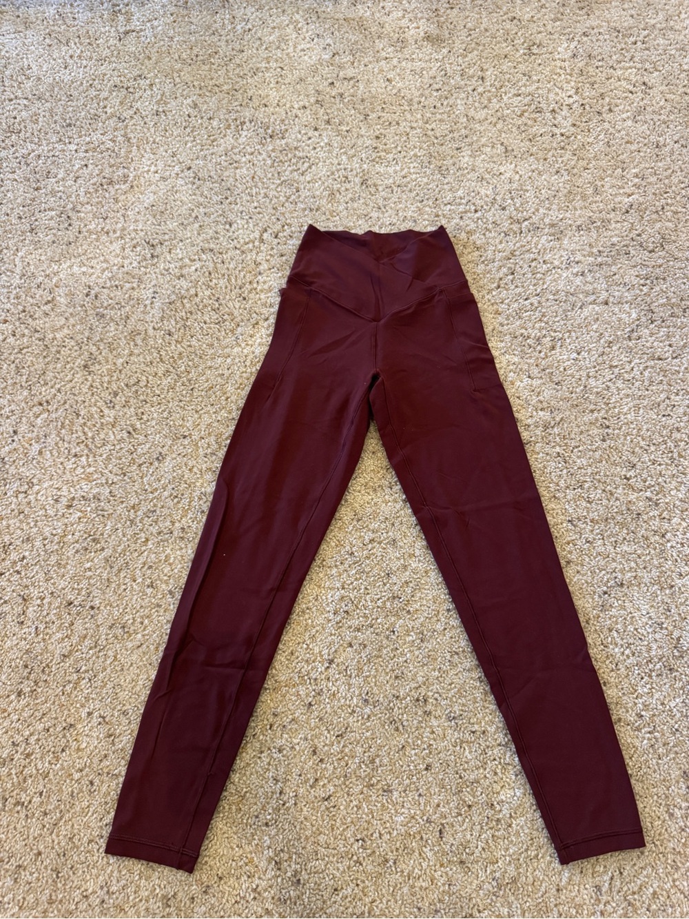 aerie High-Rise Burgundy cross over leggings with pockets